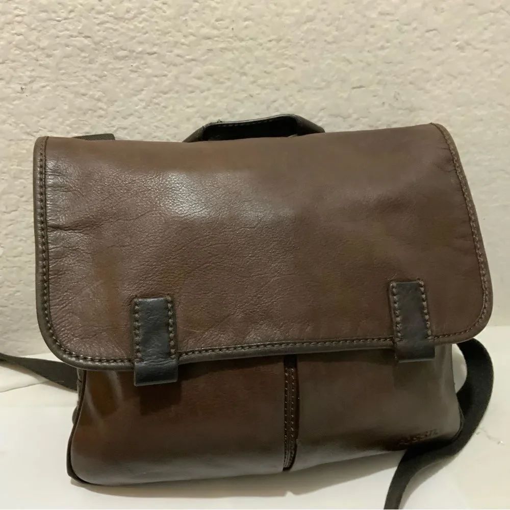 FOSSIL Men's/Unisex Leather Messenger Bag Adjustable Strap